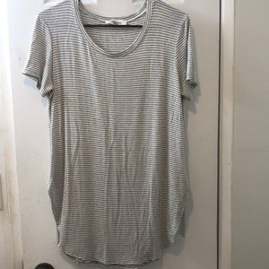 CJLA gray and white striped tee